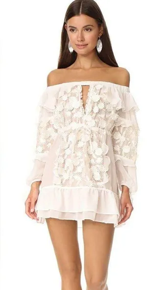 For Love And Lemons Off Shoulder Carolina Dress white Lace NWOT thumbnail 1