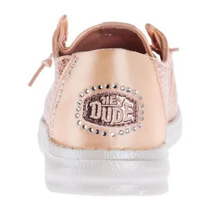Hey Dude Wendy Disco Sequin Blush Shoes Women's 10 Rose Gold Pink Sparkle NWT thumbnail 3