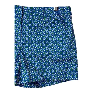 New York & Company Shorts Womens 8‎ Blue Green Geo Print Cotton Stretch Casual thumbnail 2