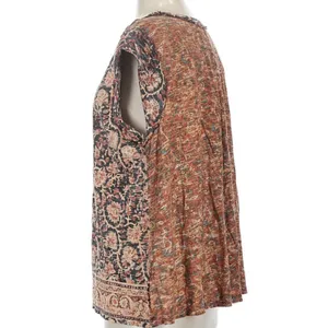 Free People High Tide Dual Print Knit Tee Round Neck Cap Sleeve Top Sz S thumbnail 3