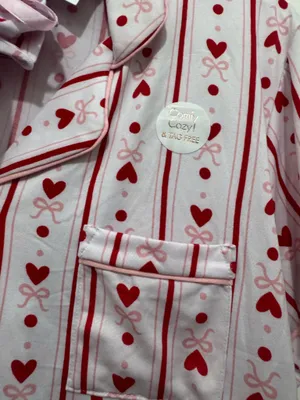 Tahari hearts and bow soft and cozy womens pajama set size L thumbnail 2