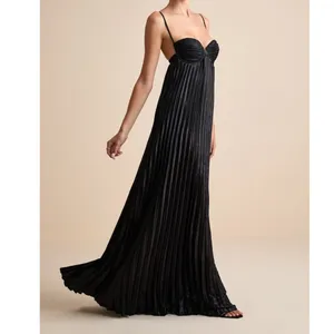 NEW Lulus Brilliant Allure Black Pleated Empire Sweetheart Maxi Dress Small thumbnail 4