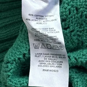 NEW LOFT‎ Green Eyelet Knit Crewneck Sweater Long Sleeve Spring Cozy Preppy S thumbnail 8