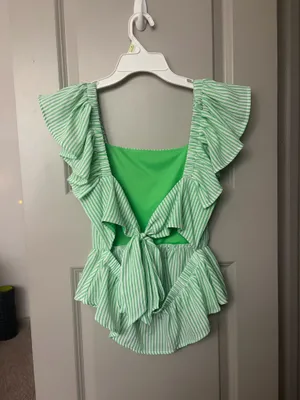 Lily Star green stripe tie blouse thumbnail 2
