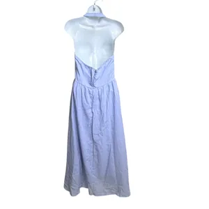 Light Blue Halter Maxi Dress Square Neck Basque Waist Periwinkle Size M thumbnail 2