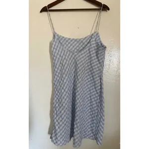 ASOS DESIGN Blue & White Gingham Seersucker Mini Dress - Size 10‎ thumbnail 2