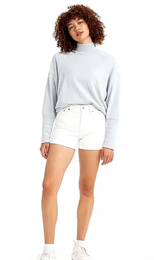 Levi’s | Mid Length White Denim Shorts | womens 28 thumbnail 1
