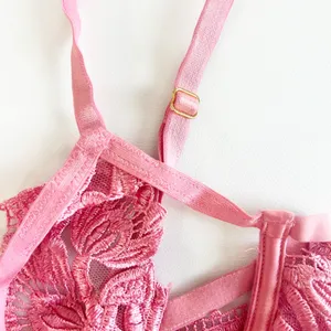 Victoria's Secret Womens Pink Floral‎ Embroidered Strappy Very Sexy Demi Bra 34B thumbnail 4