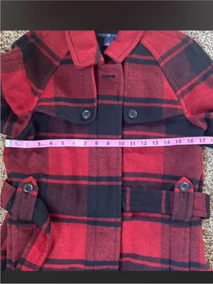 Red and Black Plaid Wool Belted Coat thumbnail 5