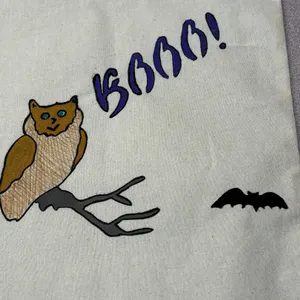 Handmade Hand Painted Halloween Owl Cotton Tote Bag thumbnail 4