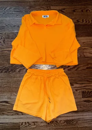 Waffle knit orange set thumbnail 1