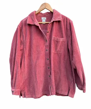 L.L. Bean Rose Pink Corduroy Button-Front Shirt Jacket thumbnail 1