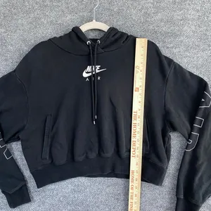 Nike Air Black Crop Hoodie White Spell Out Long Sleeve Pullover Activewear Gym thumbnail 7