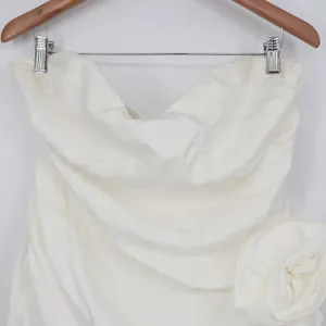 Showpo Betsy White Strapless Draped Rose Mini Dress Size 12 SD24090153 thumbnail 3