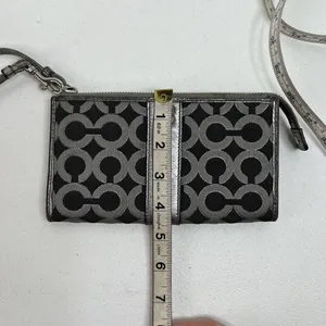 COACH Julia OP Signature Lurex Silver Black Clutch Zippy‎ Wallet Large Wristlet thumbnail 15