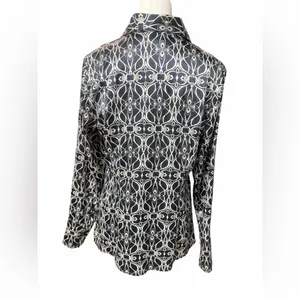 Mossimo Supply Co. Monochrome Patterned Button Down Shirt Black Size L thumbnail 3