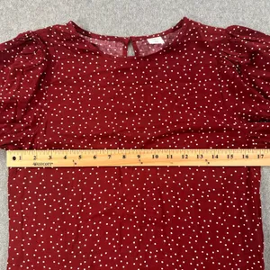 Melrose and Market Polka Dot Dress Women's X-Small Burgundy 3/4 Sleeve Drop Hem thumbnail 7