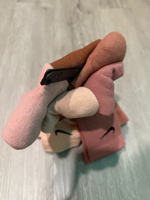 Nike Dri-Fit pink, beige, brown crew socks thumbnail 3