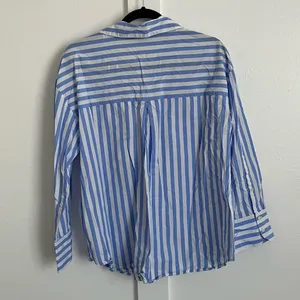 Zara Blue Striped Oversized Button Down Shirt thumbnail 5