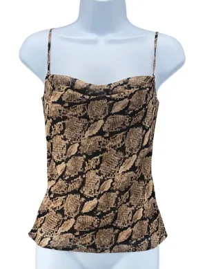 ASTR The Label Darla Cowl Neck Cami Top Snake Print Brown Neutral Capsule Rare thumbnail 1