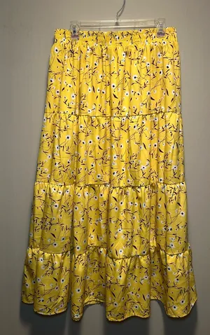 NWT Berrydress Yellow Floral Tiered Maxi Skirt Size XL thumbnail 1