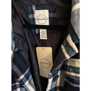 Vine & Valley Blue Plaid Long-Sleeve Flannel Shacket Large NWT thumbnail 2
