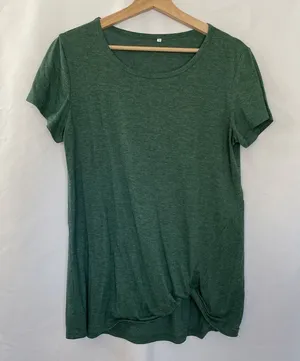Women's‎ size medium green athletic short sleeved summer shirt side knot thumbnail 1