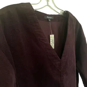 Madewell Waffle Knit Relaxed V-Neck Top Women's‎ M Black Iris Preppy Minimalist thumbnail 3
