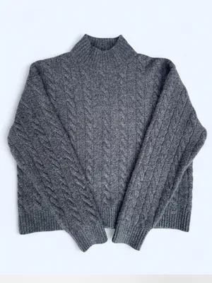 Aritzia Sunday Best Charcoal Cable Knit Sweater luxury comfy soft minimalist S thumbnail 1