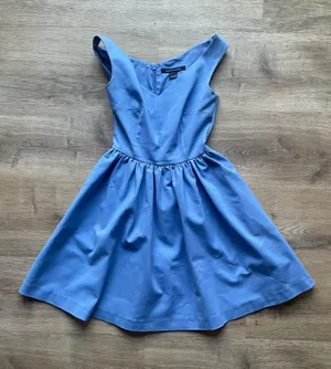 French Connection Fit & Flare Dress Blue Sleeveless Cotton Blend Size 0 thumbnail 1