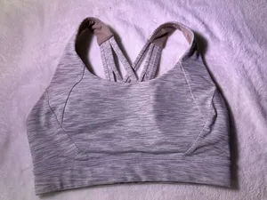 lululemon athletica Grey Striped Strappy Sports Bra thumbnail 6