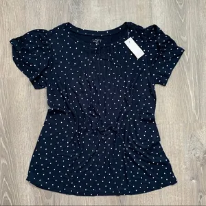 NWT LOFT Dark Blue Polka Dot Shirt thumbnail 1