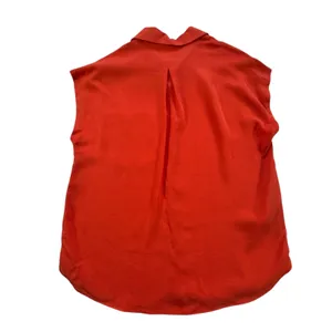 Mango MNG Orange Red Lyocell Sleeveless Shirt Womens XS Collar Button Pocket NWT thumbnail 2