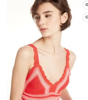 NWT Madden NYC red pink crochet knit crop tank top thumbnail 2