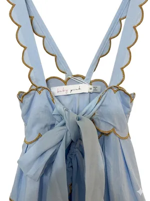 Baby pink Twisted and embroidered babydoll dress net in light blue - NWT thumbnail 12