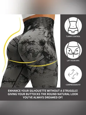 Amazon Tik Tok Tie Dye Butt Lifting Seamless Scrunch Butt High Waisted Leggings L, NEW thumbnail 4