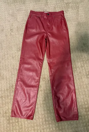 Pistola Maroon Faux Leather Pants thumbnail 1