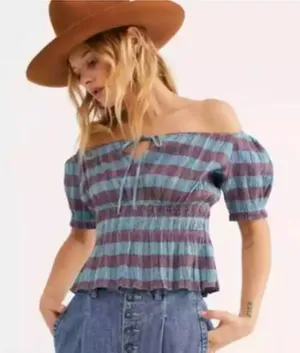 Free People Vivi Smocked Stripe Top thumbnail 1