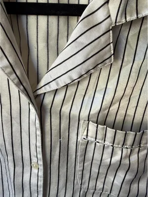 Enchanting Women's Medium Striped Pajama Set Black thumbnail 3
