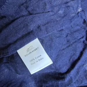 Roller Rabbit Navy Paisley Embroidered Cotton Tunic Dress‎ Yellow Tassels Medium thumbnail 5