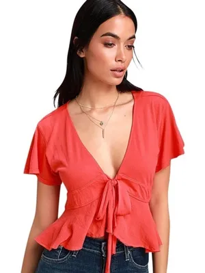 WE THE FREE Free People Top Womens Size Medium Peplum Summer Feminine Colorful thumbnail 1