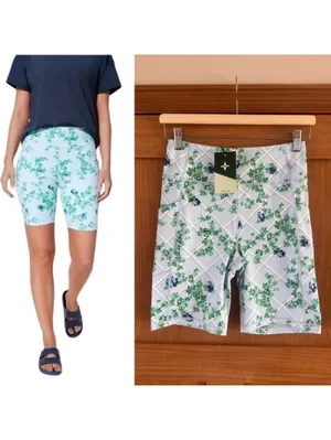 NWT Tuckernuck Light Blue Trellis Compression Biker Shorts 7.5” Women’s Small thumbnail 2