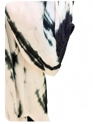Elan Woman’s Boho White/Black Tie Dye Cold Shoulder Peek-A-Boo Blouse Top Size M thumbnail 14