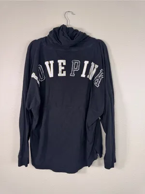 PINK - Victoria's Secret Black Oversized Hoodie Sweatshirt Womens XL Casual thumbnail 6