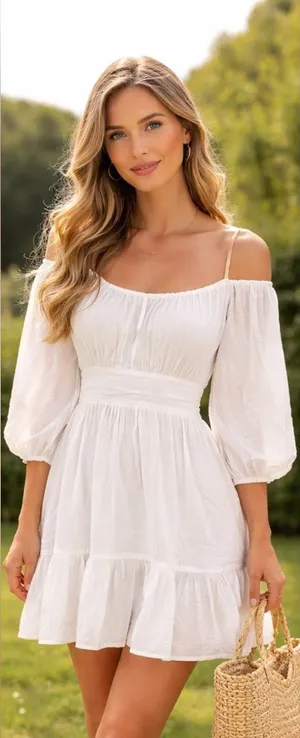 Elegant White Dress Size 10 thumbnail 1
