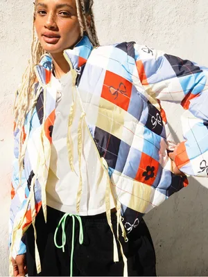 Lisa Says Gah Lady Puffer Jacket Cirque Argyle Large thumbnail 3