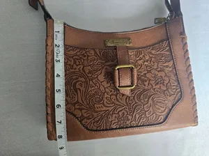 Stylish Tooled‎ Shoulder Crossbody Bag Adustable Strap Intricate Floral Embossed thumbnail 6