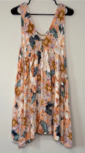 Rip Curl Peach and Navy Floral Boho Beachy Sundress thumbnail 1