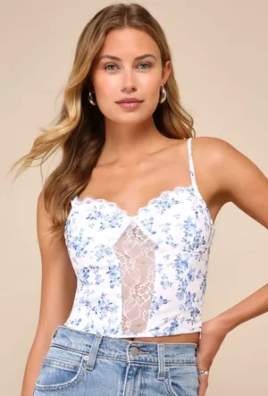 Lulu’s Lace Sleeveless Bustier Top thumbnail 1