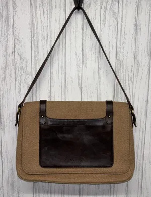 Womens Lauren By Ralph Lauren Vintage Leather Wool Messenger Bag thumbnail 1